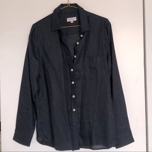 Tradlands NWOT Navy Blue Linen Button down Oxford